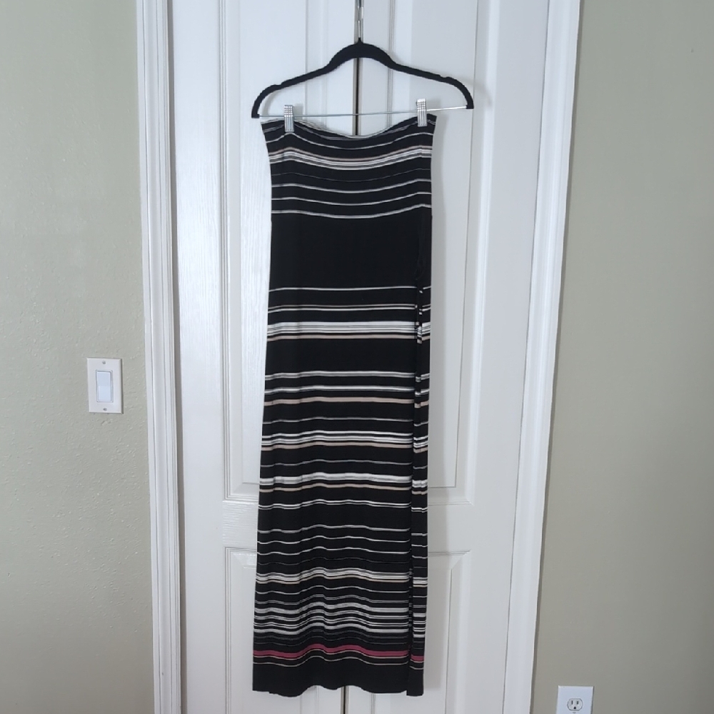 Strapless Black and White Maxi Strapless Dress